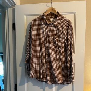 American Eagle Outfitters Brown Checkered Women's Shirt